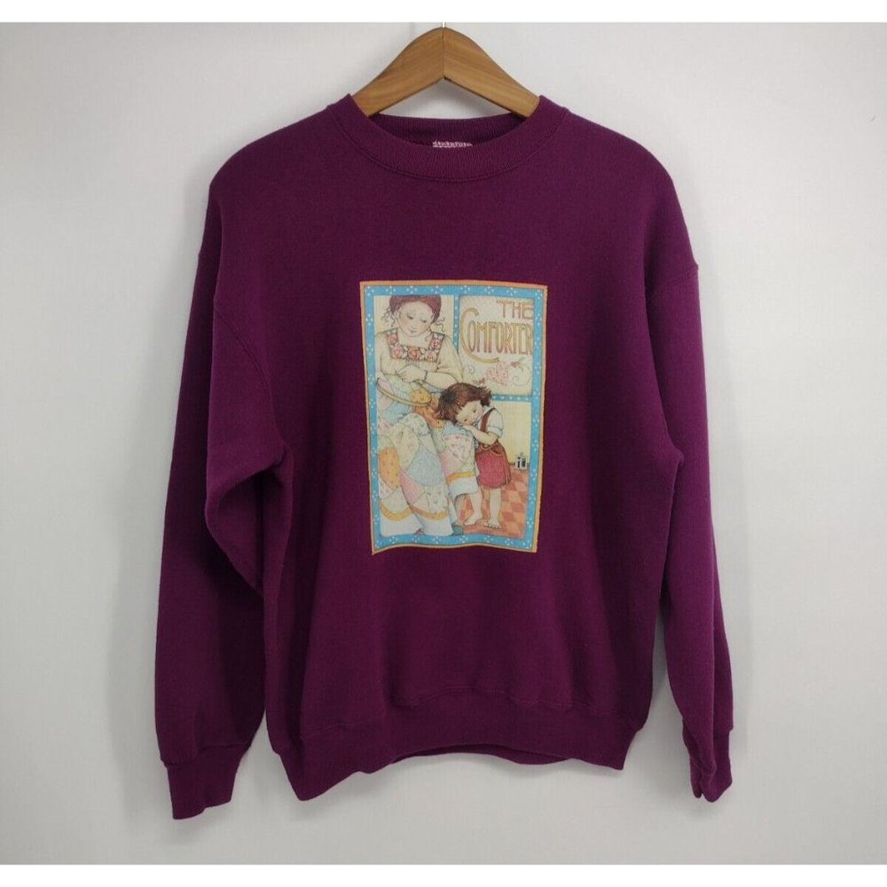 Vintage Mary Engelbreit The Comforter Tultex Burgundy Maroon Sweatshirt Womens L